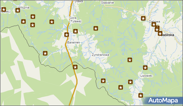 mapa Zyndranowa, Zyndranowa na mapie Targeo