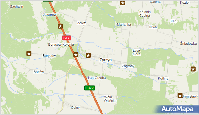 mapa Żyrzyn, Żyrzyn na mapie Targeo