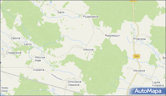 mapa Miłocice gmina Jelcz-Laskowice, Miłocice gmina Jelcz-Laskowice na mapie Targeo