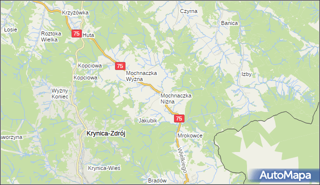 mapa Mochnaczka Niżna, Mochnaczka Niżna na mapie Targeo