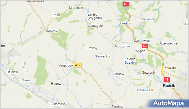 mapa Sławienko gmina Rudnik, Sławienko gmina Rudnik na mapie Targeo