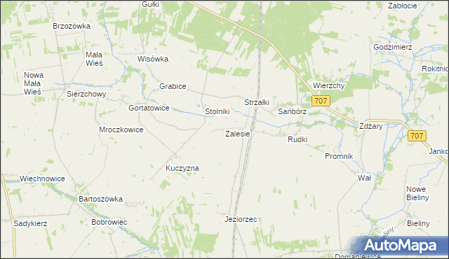 mapa Zalesie gmina Nowe Miasto nad Pilicą, Zalesie gmina Nowe Miasto nad Pilicą na mapie Targeo