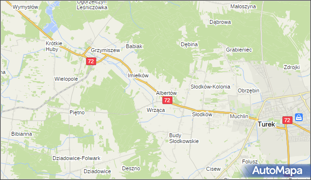 mapa Albertów gmina Turek, Albertów gmina Turek na mapie Targeo