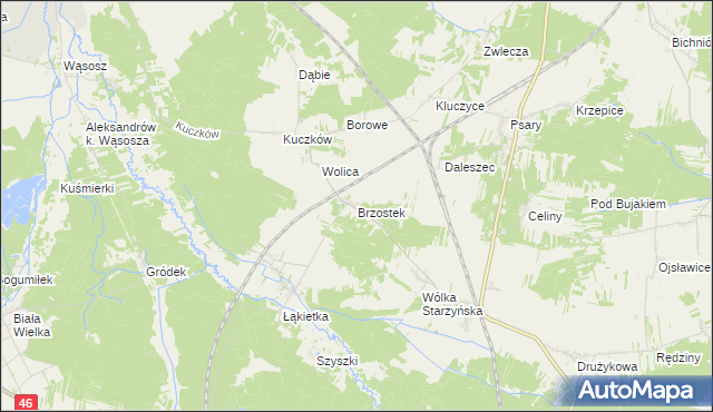 mapa Brzostek gmina Szczekociny, Brzostek gmina Szczekociny na mapie Targeo