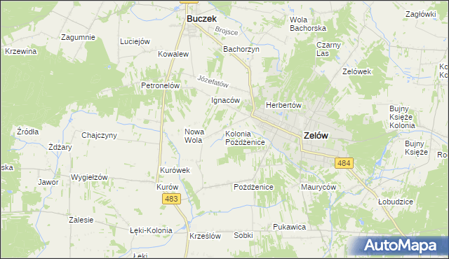 mapa Kolonia Pożdżenice, Kolonia Pożdżenice na mapie Targeo