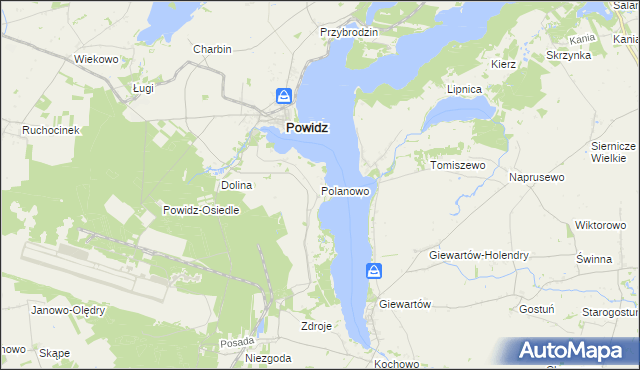 mapa Polanowo gmina Powidz, Polanowo gmina Powidz na mapie Targeo