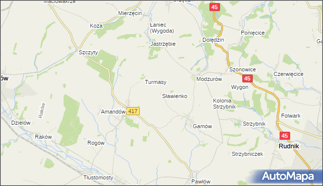 mapa Sławienko gmina Rudnik, Sławienko gmina Rudnik na mapie Targeo