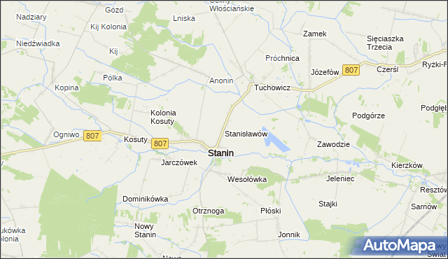 mapa Stanisławów gmina Stanin, Stanisławów gmina Stanin na mapie Targeo