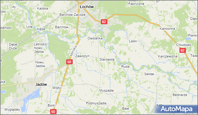 mapa Starowola gmina Jadów, Starowola gmina Jadów na mapie Targeo