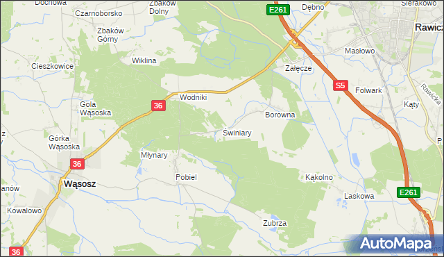 mapa Świniary gmina Wąsosz, Świniary gmina Wąsosz na mapie Targeo