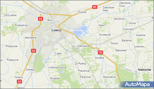 mapa Zielkowice, Zielkowice na mapie Targeo