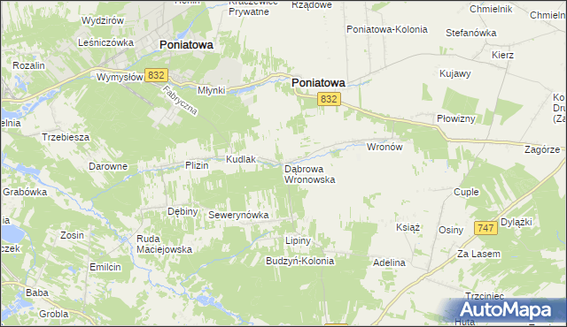 mapa Dąbrowa Wronowska, Dąbrowa Wronowska na mapie Targeo