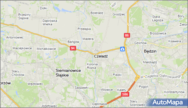 mapa Czeladź, Czeladź na mapie Targeo