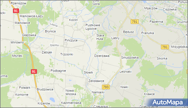 mapa Dzierżawa, Dzierżawa na mapie Targeo