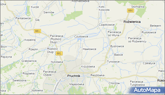 mapa Hawłowice, Hawłowice na mapie Targeo