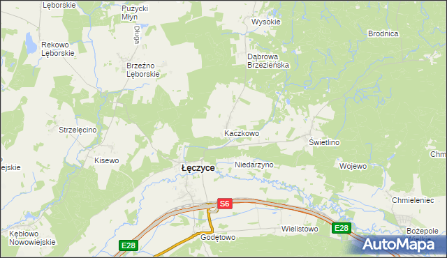 mapa Kaczkowo gmina Łęczyce, Kaczkowo gmina Łęczyce na mapie Targeo