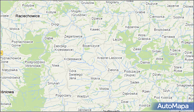 mapa Krasne-Lasocice, Krasne-Lasocice na mapie Targeo