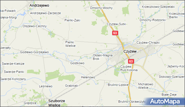 mapa Ołdaki-Magna Brok, Ołdaki-Magna Brok na mapie Targeo