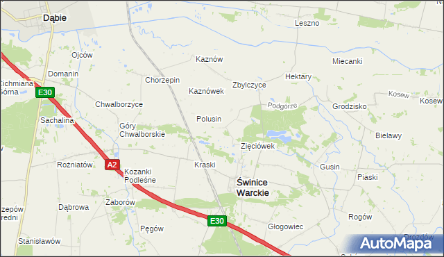 mapa Wyganów gmina Świnice Warckie, Wyganów gmina Świnice Warckie na mapie Targeo