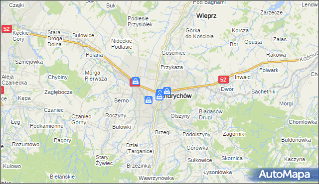 mapa Andrychów, Andrychów na mapie Targeo