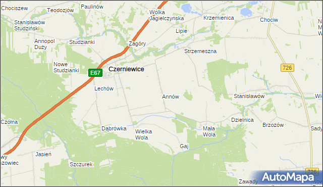 mapa Annów gmina Czerniewice, Annów gmina Czerniewice na mapie Targeo