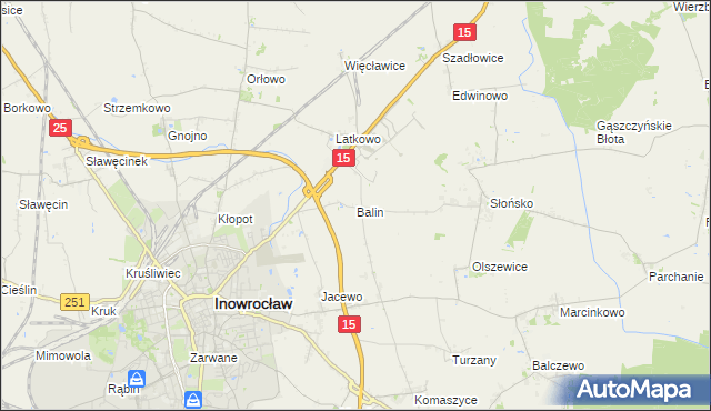 mapa Balin gmina Inowrocław, Balin gmina Inowrocław na mapie Targeo