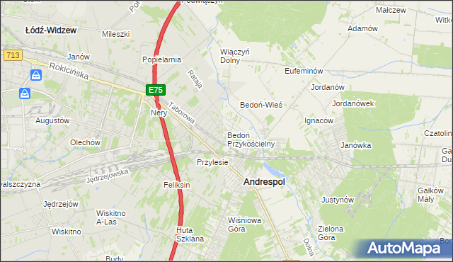 mapa Bedoń Przykościelny, Bedoń Przykościelny na mapie Targeo