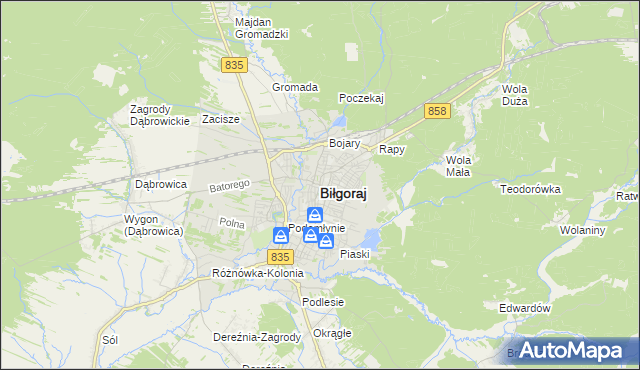mapa Biłgoraj, Biłgoraj na mapie Targeo