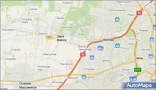 mapa Blizne Jasińskiego, Blizne Jasińskiego na mapie Targeo