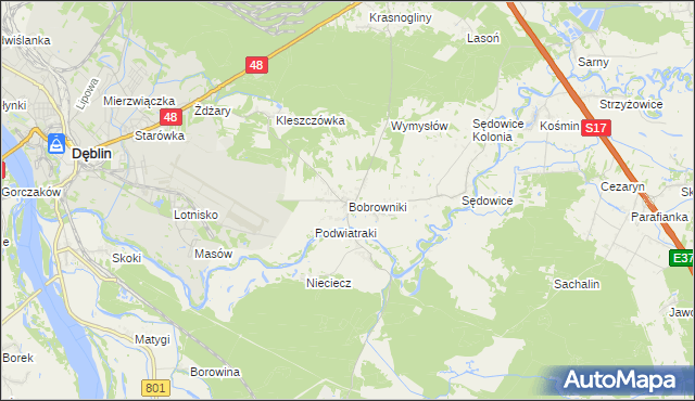 mapa Bobrowniki gmina Ryki, Bobrowniki gmina Ryki na mapie Targeo