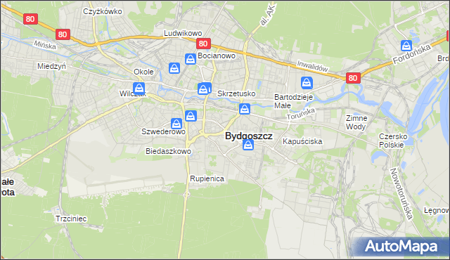 mapa Bydgoszczy, Bydgoszcz na mapie Targeo