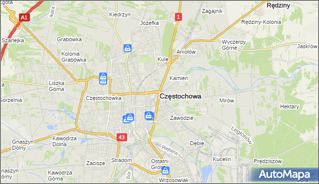 mapa Częstochowy, Częstochowa na mapie Targeo