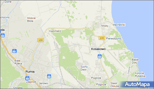 mapa Dębogórze, Dębogórze na mapie Targeo