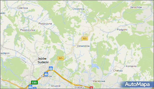 mapa Dziwiszów, Dziwiszów na mapie Targeo