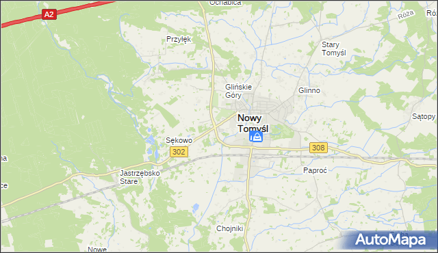 mapa Glinno gmina Nowy Tomyśl, Glinno gmina Nowy Tomyśl na mapie Targeo
