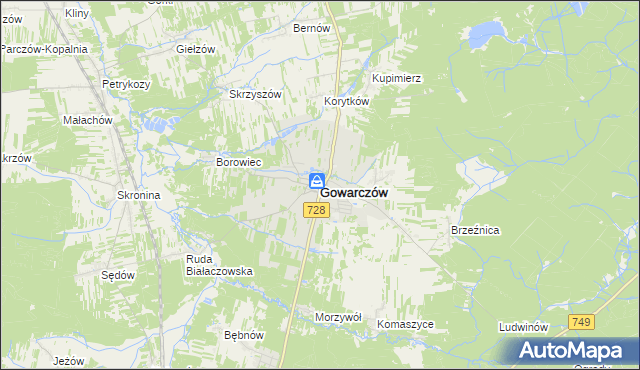 mapa Gowarczów, Gowarczów na mapie Targeo