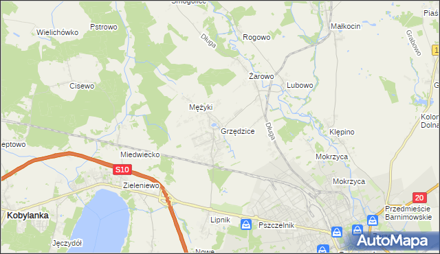 mapa Grzędzice, Grzędzice na mapie Targeo