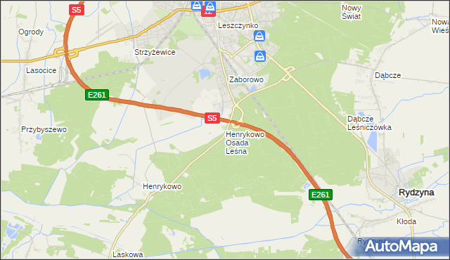 mapa Henrykowo Osada Leśna, Henrykowo Osada Leśna na mapie Targeo
