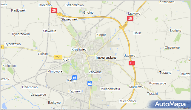 mapa Inowrocławia, Inowrocław na mapie Targeo