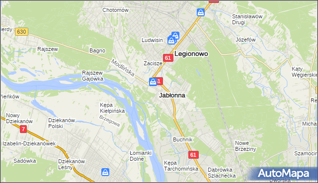 mapa Jabłonna powiat legionowski, Jabłonna powiat legionowski na mapie Targeo