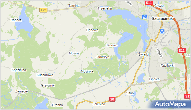 mapa Jadwiżyn gmina Szczecinek, Jadwiżyn gmina Szczecinek na mapie Targeo