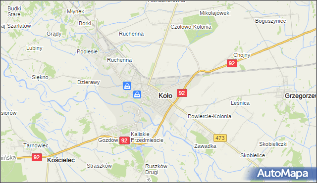 mapa Koło, Koło na mapie Targeo