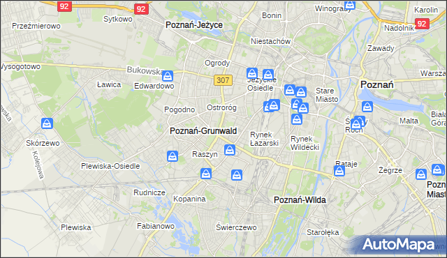 mapa Łazarz gmina Poznań, Łazarz gmina Poznań na mapie Targeo