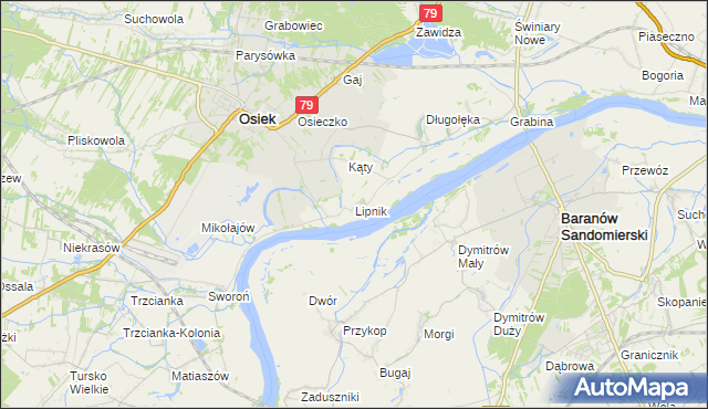 mapa Lipnik gmina Osiek, Lipnik gmina Osiek na mapie Targeo