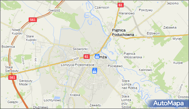mapa Łomży, Łomża na mapie Targeo