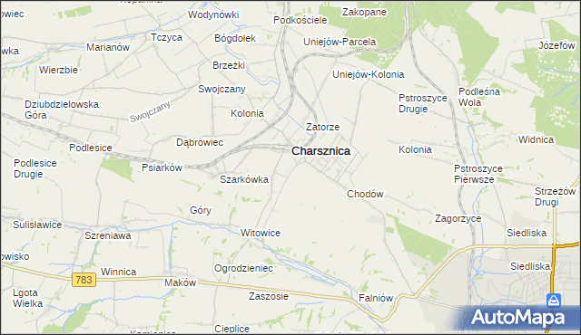 mapa Miechów-Charsznica, Miechów-Charsznica na mapie Targeo