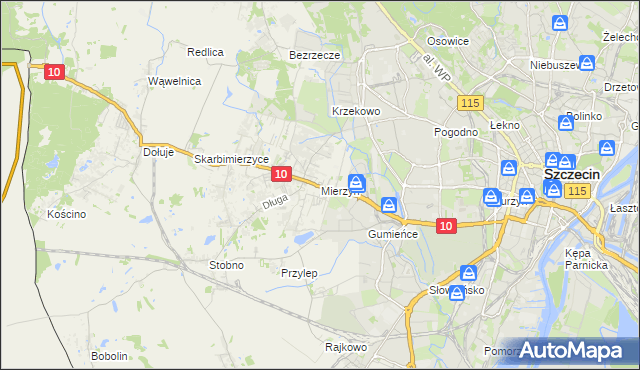 mapa Mierzyn gmina Dobra (Szczecińska), Mierzyn gmina Dobra (Szczecińska) na mapie Targeo