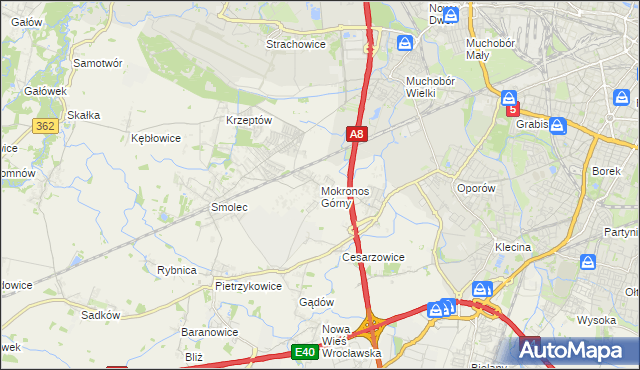 mapa Mokronos Górny, Mokronos Górny na mapie Targeo