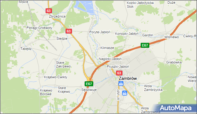 mapa Nagórki-Jabłoń, Nagórki-Jabłoń na mapie Targeo