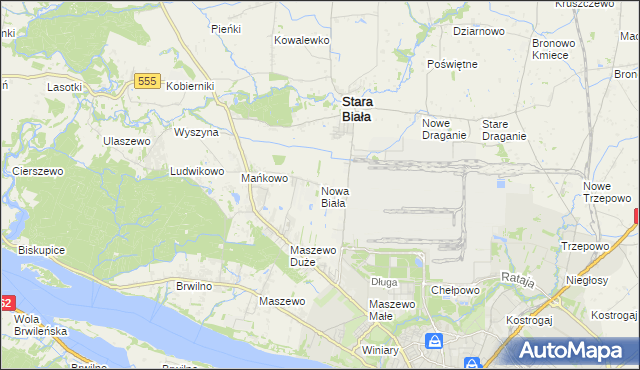 mapa Nowa Biała gmina Stara Biała, Nowa Biała gmina Stara Biała na mapie Targeo